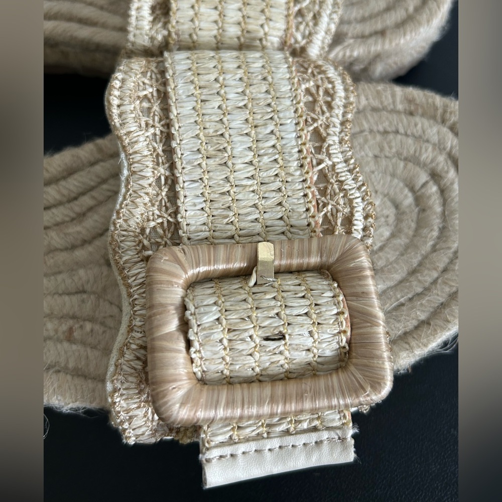HAUTE HIPPIE Size 7.5M Nyssa Raffia Buckle Slides NATURAL COLOR - Picture 8 of 9